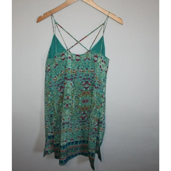 NWT Maeve Anthropologie Meret Silk Tunic Top Green Paisley Floral Anthro Size 4 - Picture 5 of 10